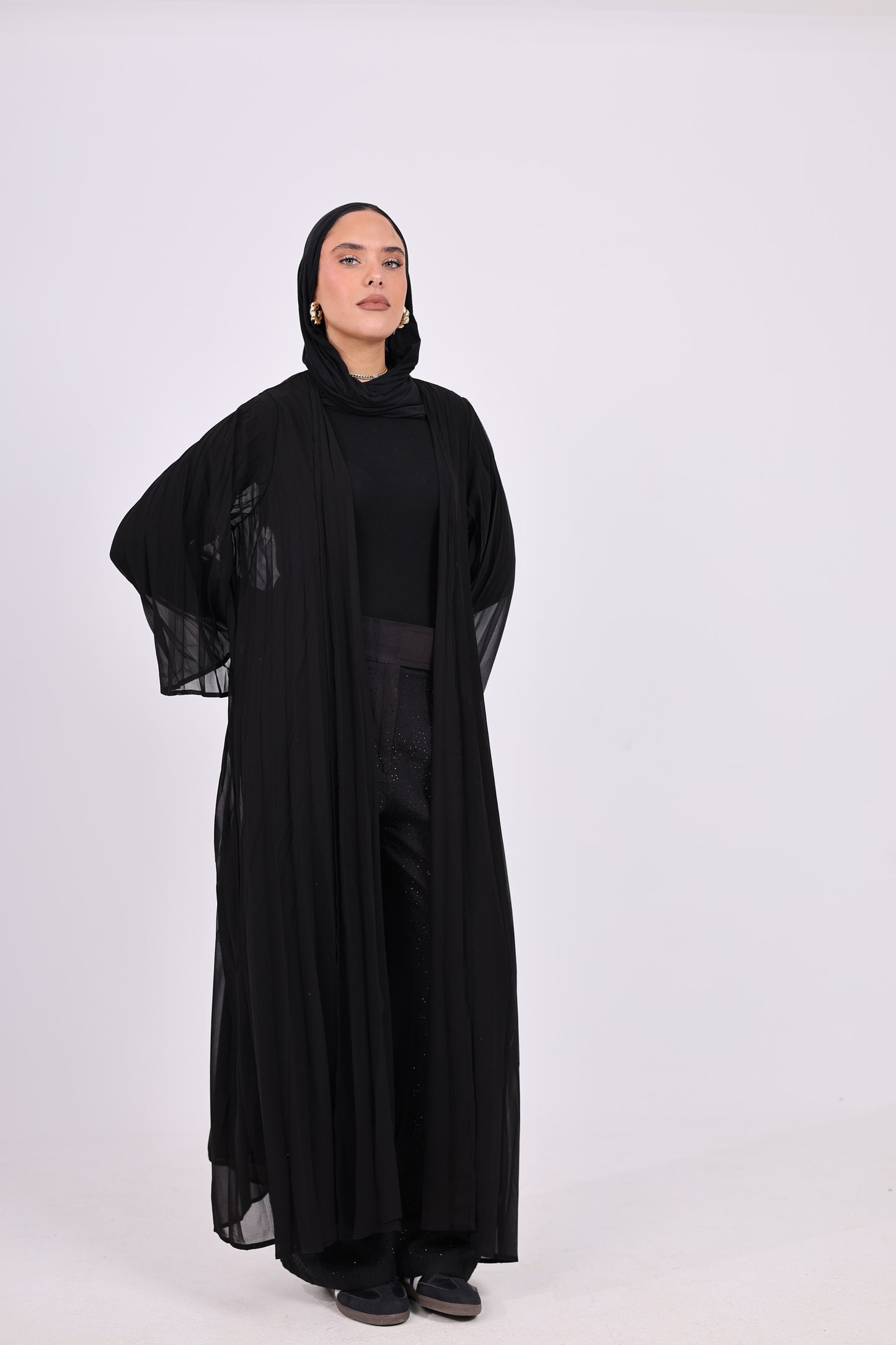 Black Plissé Abaya