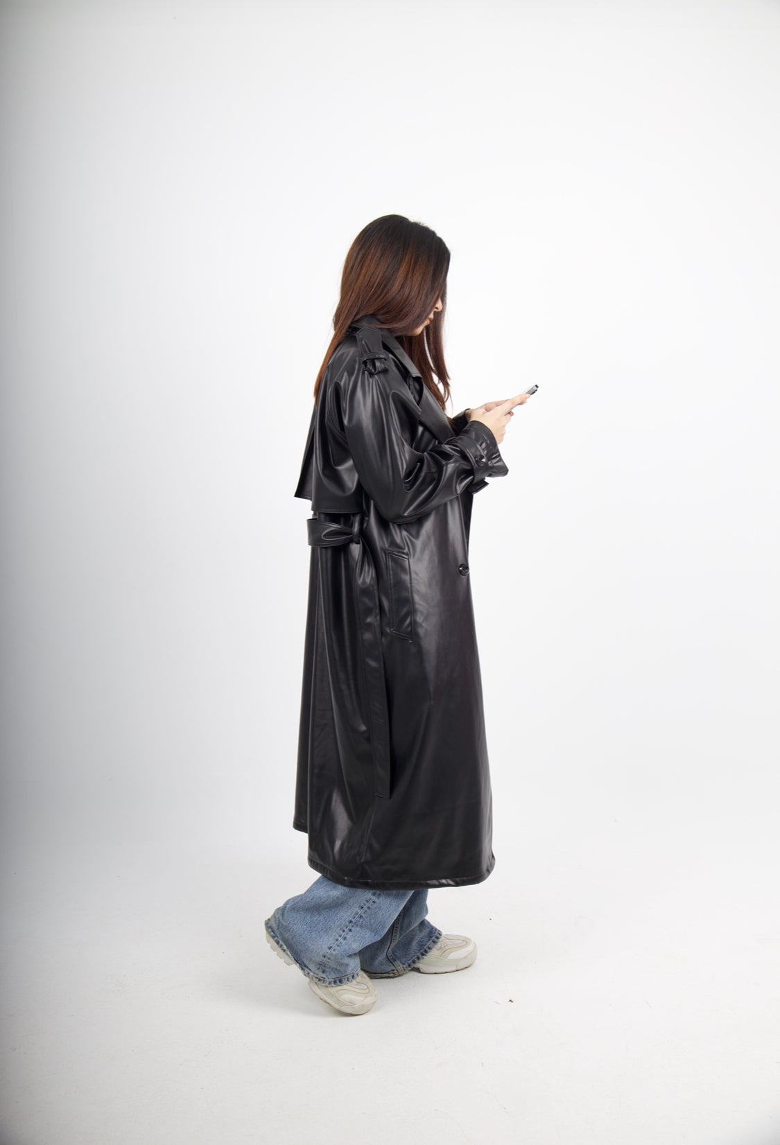 Black Leather Trench Coat