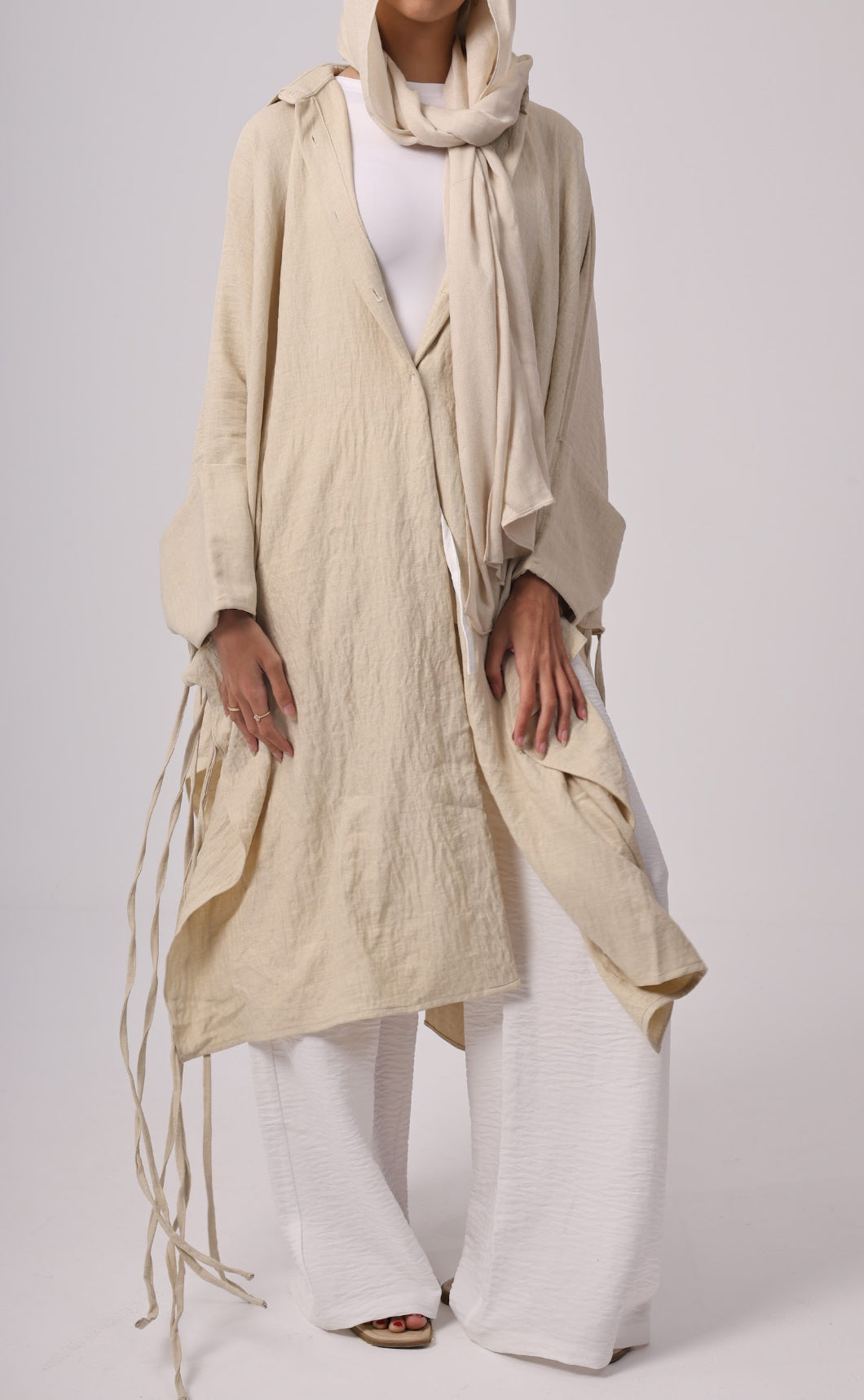 Long Fringes Chemise - Beige