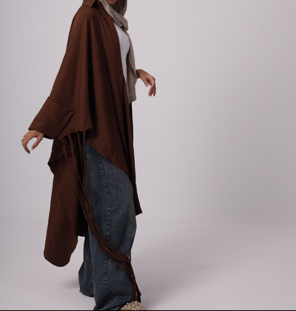 Long Fringes Chemise - Brown