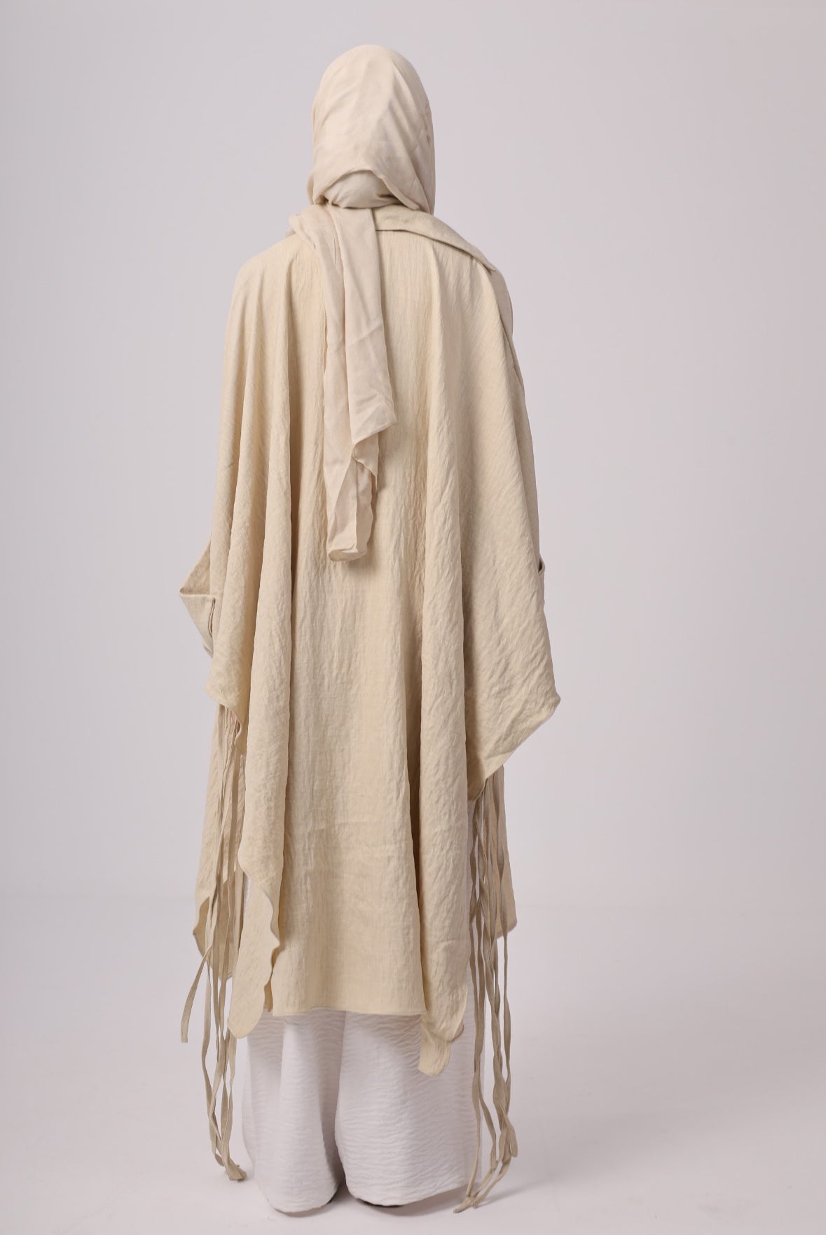 Long Fringes Chemise - Beige