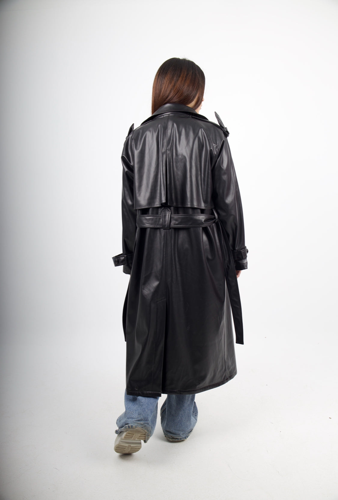 Black Leather Trench Coat