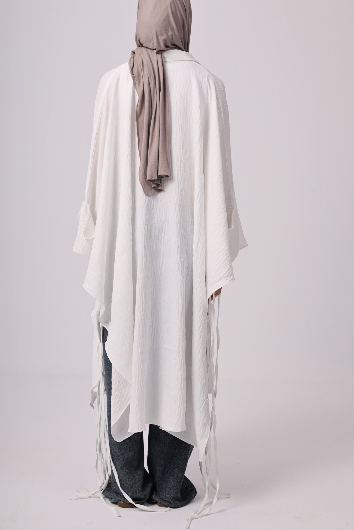 Long Fringes Chemise - White