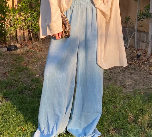 Jeans Linen Wide Leg Pants