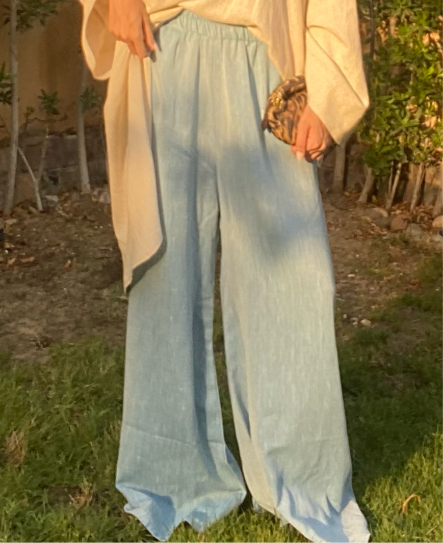 Jeans Linen Wide Leg Pants