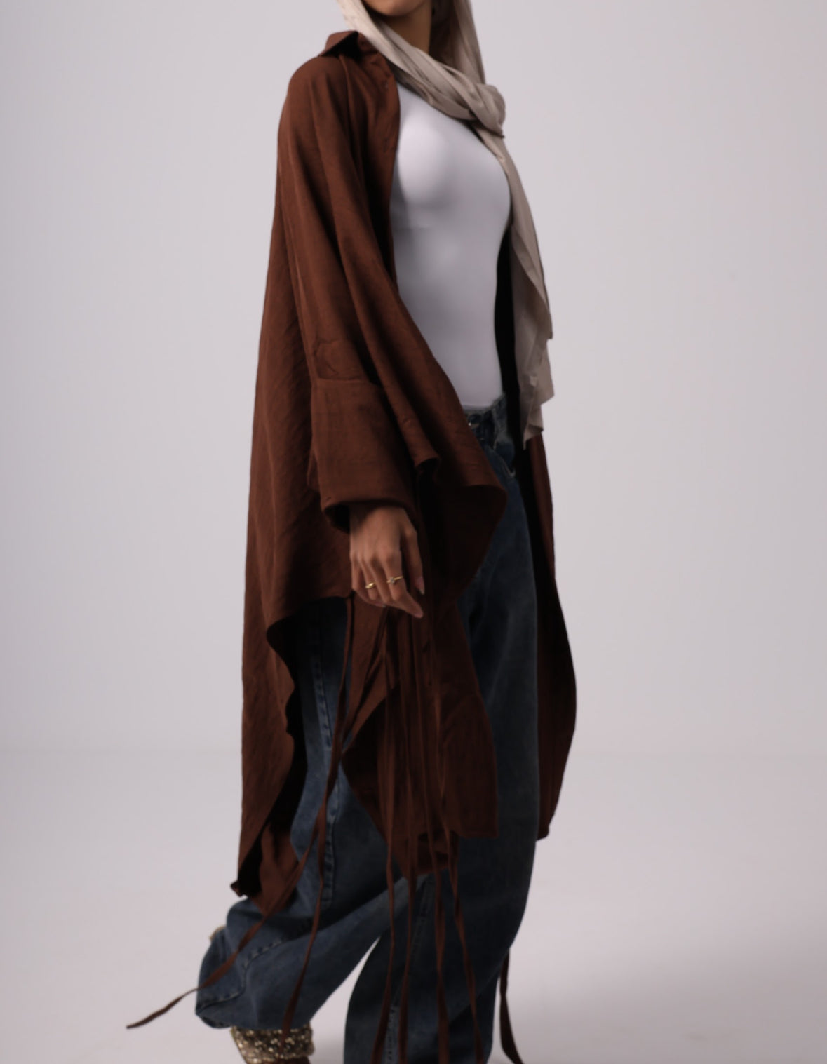 Long Fringes Chemise - Brown