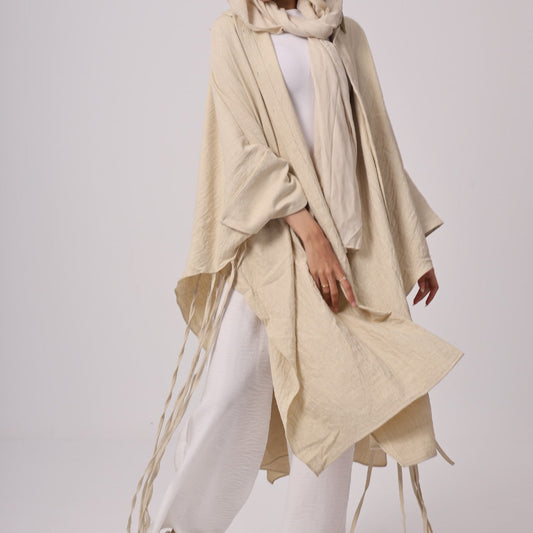 Long Fringes Chemise - Beige