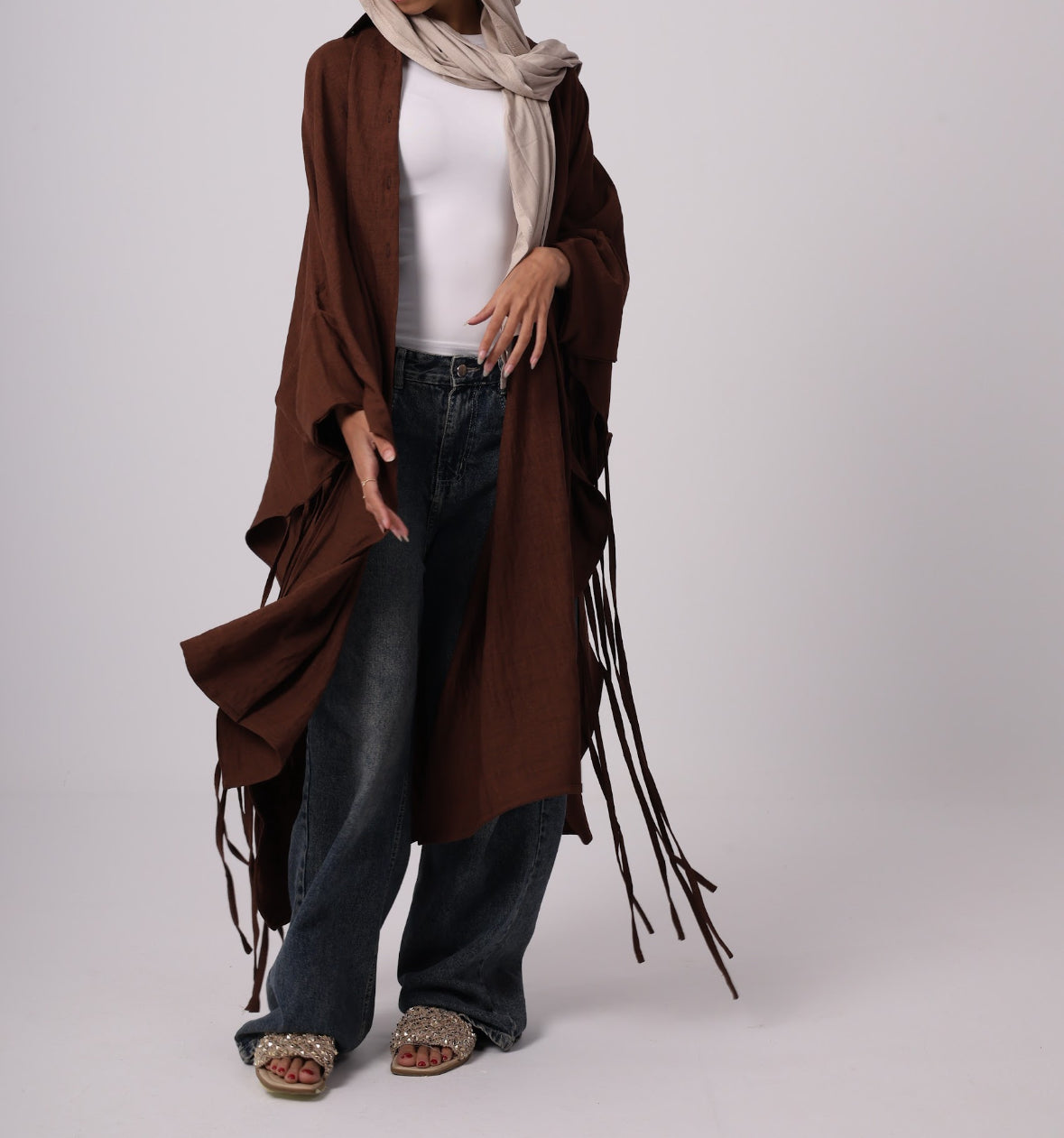 Long Fringes Chemise - Brown