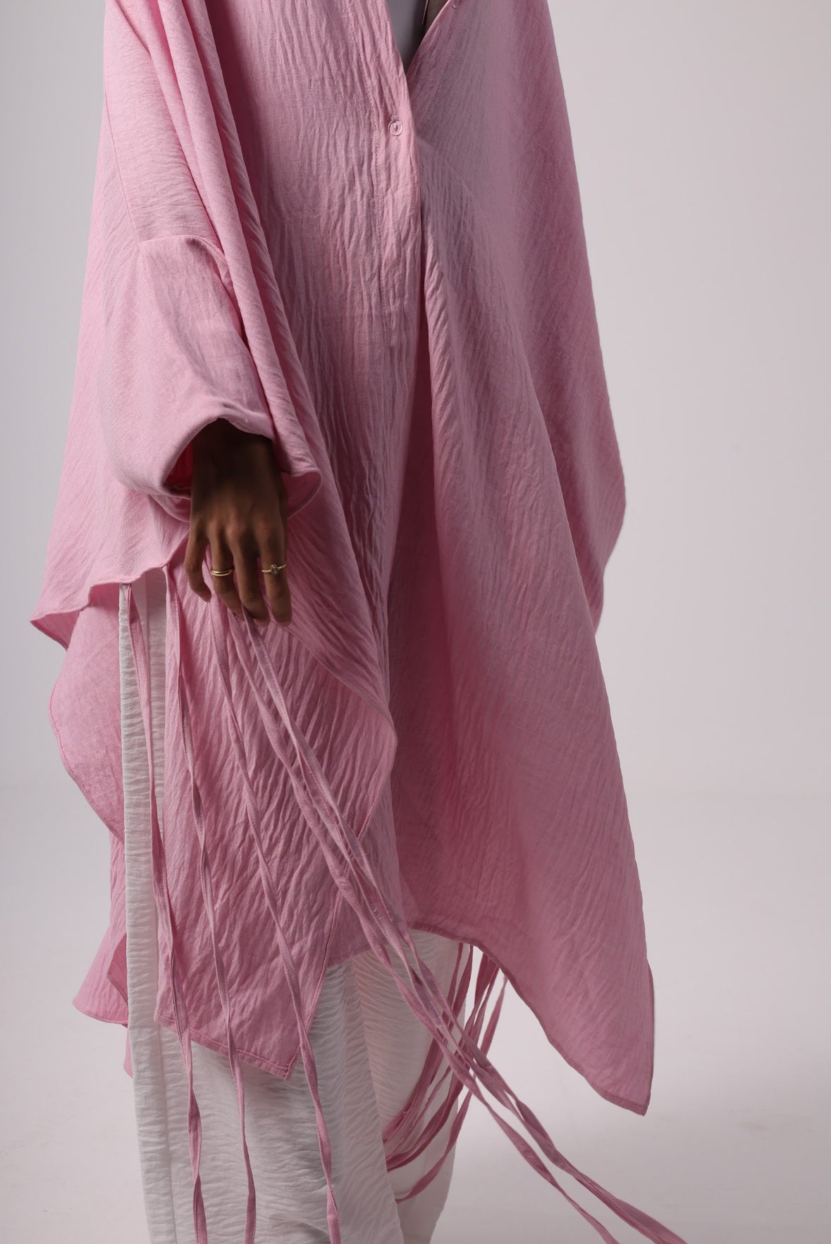 Long Fringes Chemise - Powder Pink