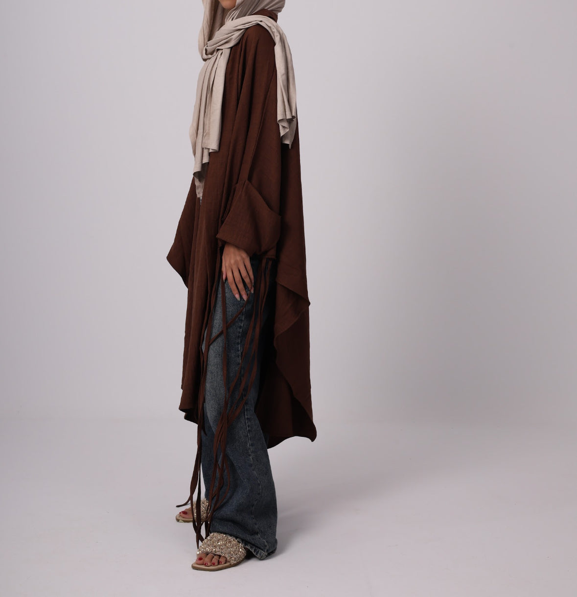 Long Fringes Chemise - Brown