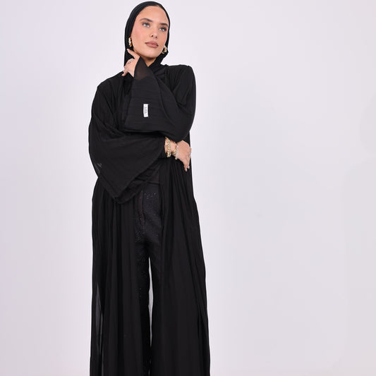 Black Plissé Abaya