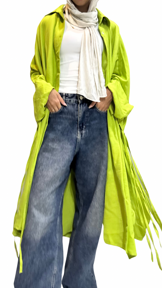 Long Fringes Chemise- Apple Green