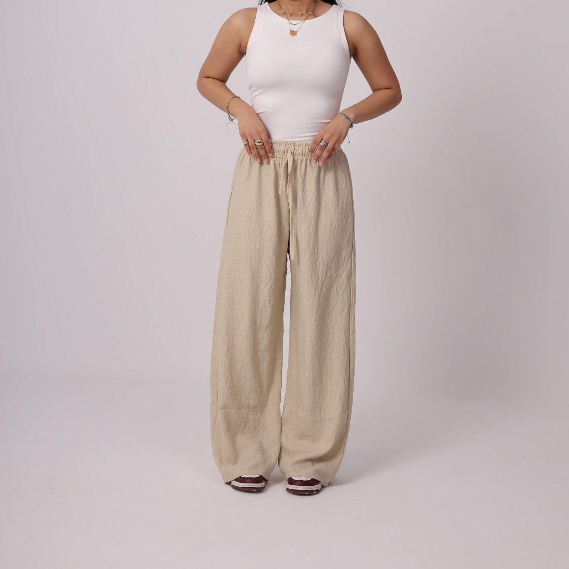 Beige Linen Pants