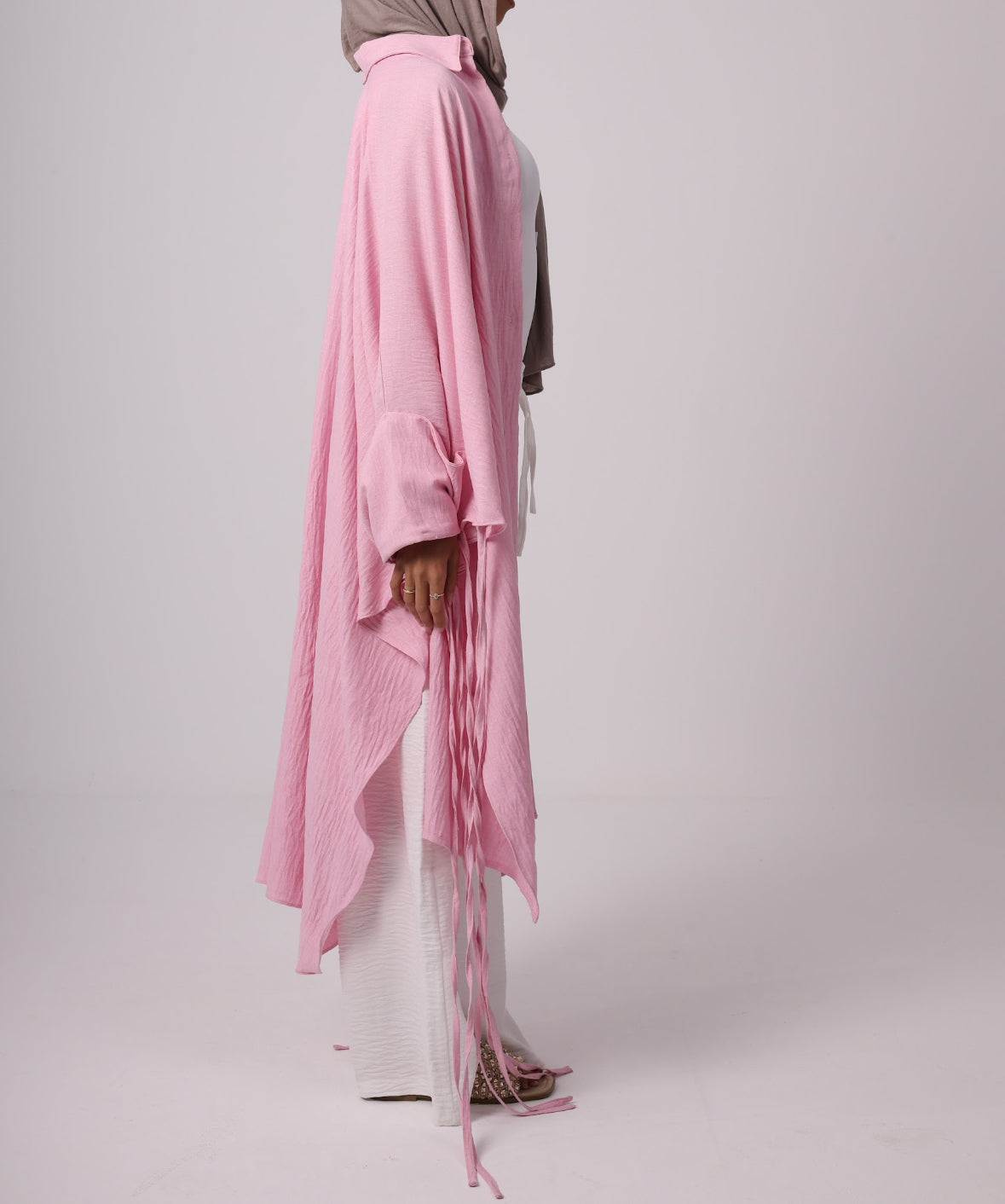 Long Fringes Chemise - Powder Pink