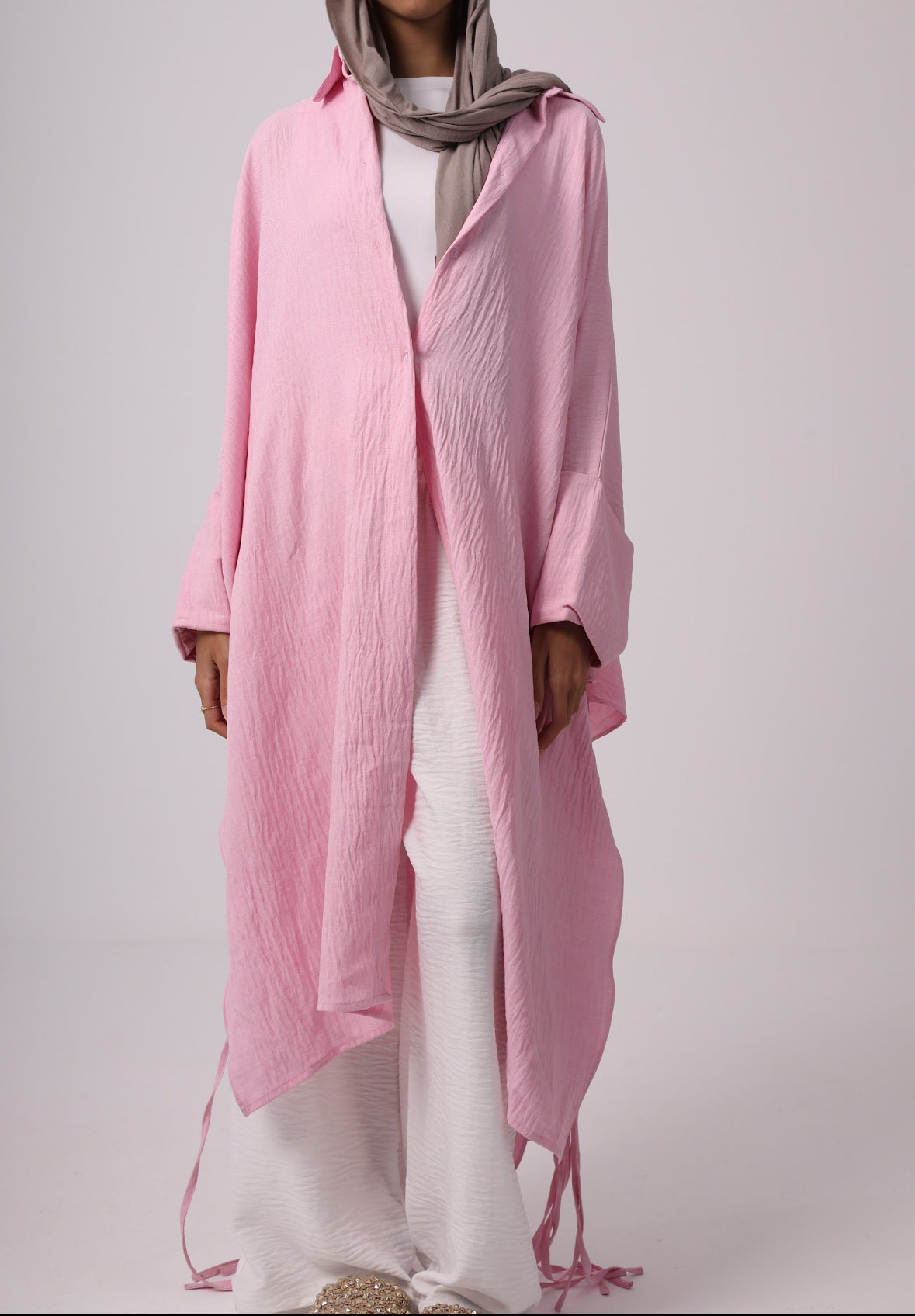 Long Fringes Chemise - Powder Pink