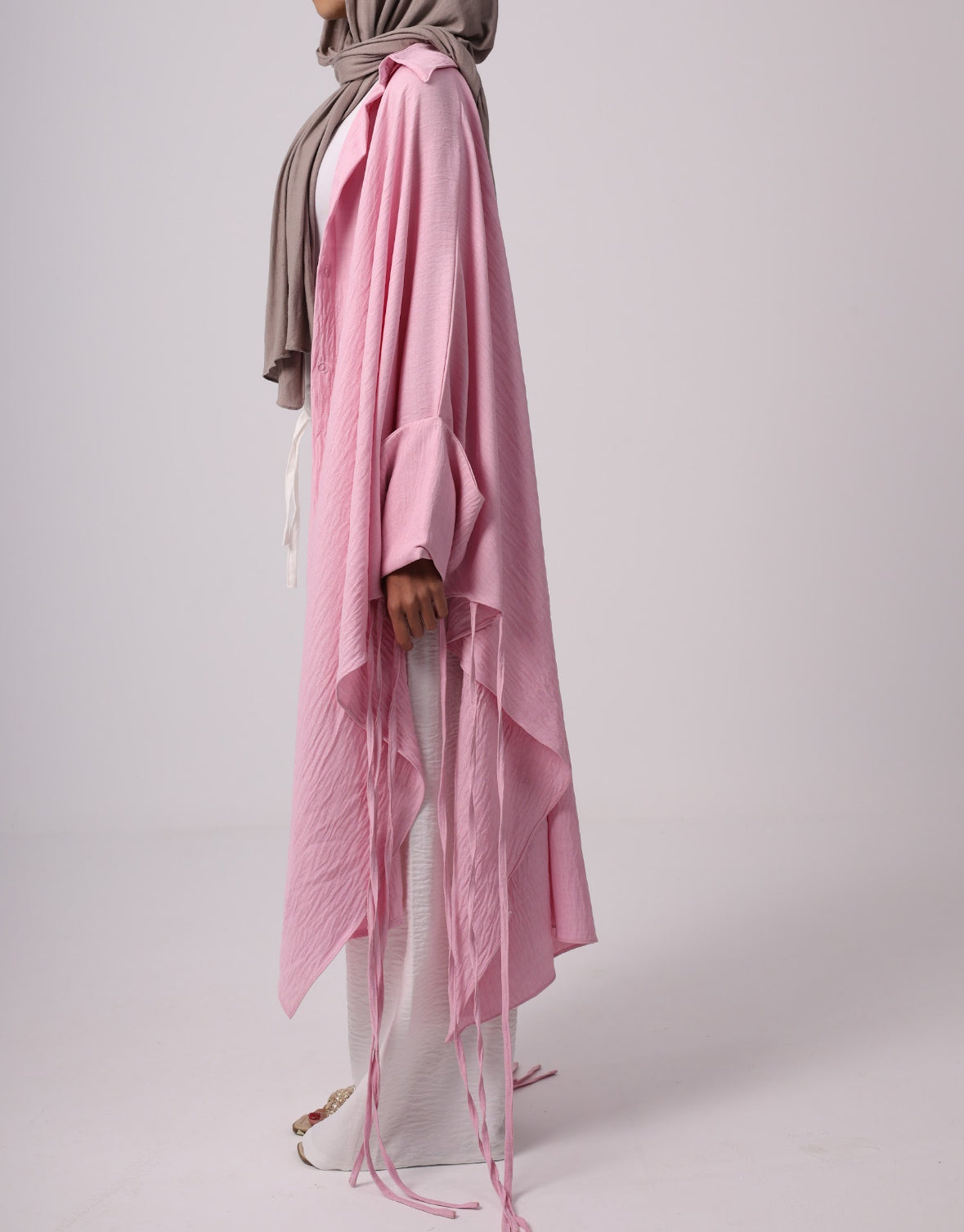 Long Fringes Chemise - Powder Pink