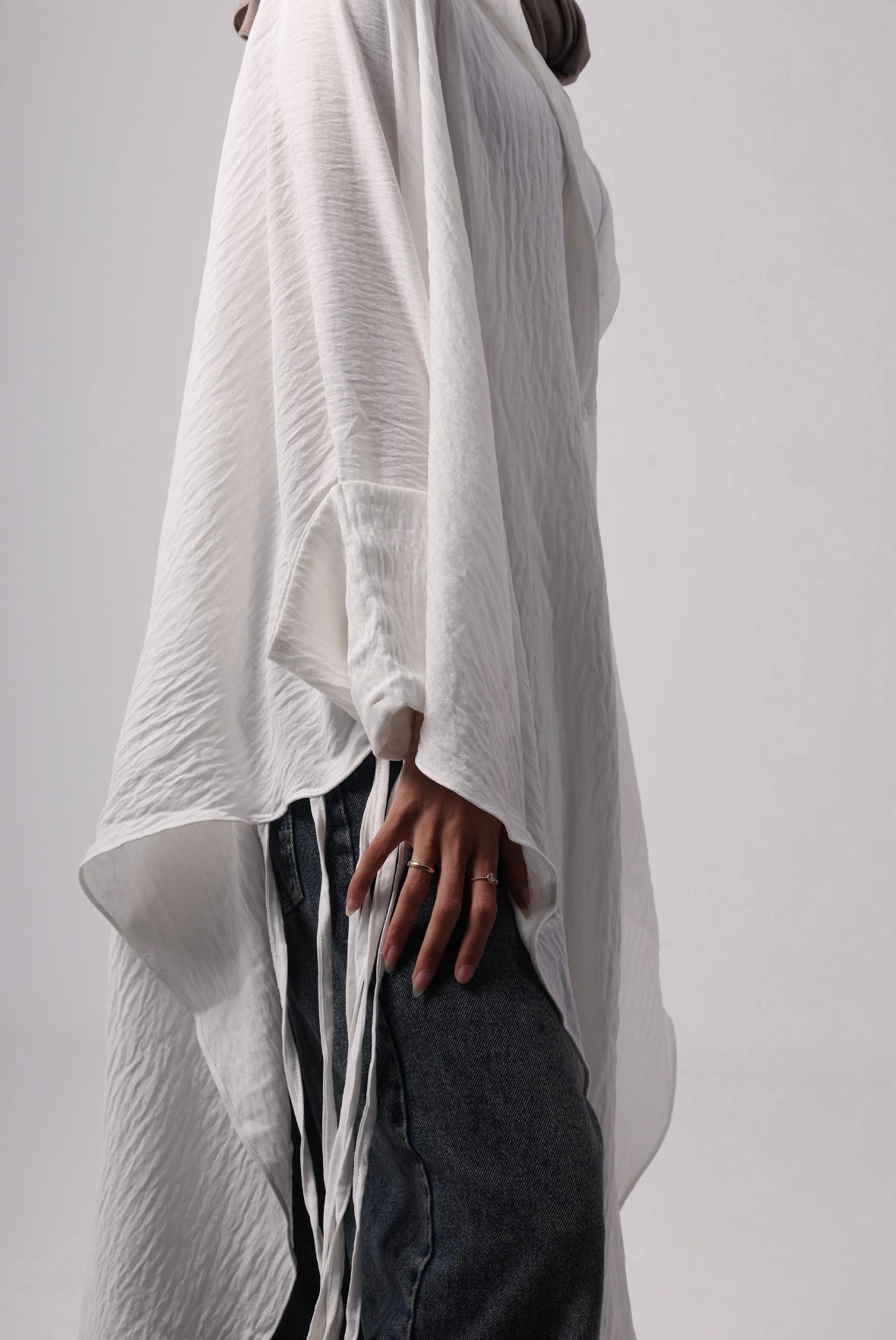 Long Fringes Chemise - White