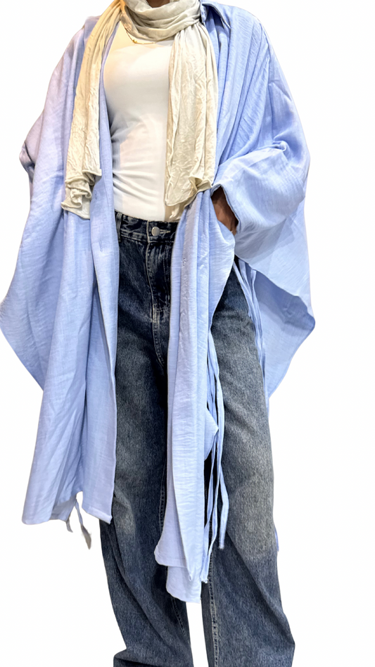 Long Fringes Chemise- Baby Blue